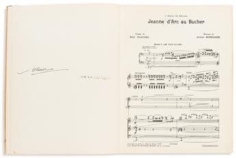 HONEGGER, ARTHUR. Two items: Autograph Musical Quotation Signed and Inscribed, bar from Pacific 231 * Full score of Jeanne dArc au bûc
